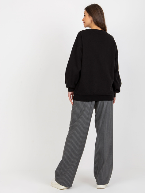 Hurtownia online Czarna luźna bluza bez kaptura z haftem