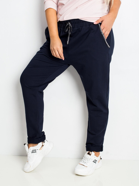 Granatowe spodnie plus size Savage