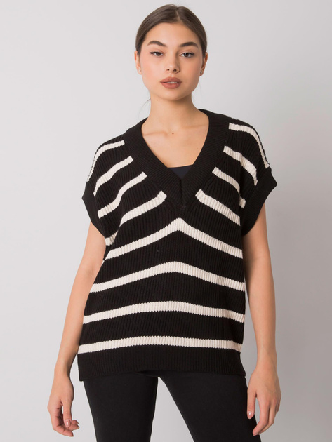 Czarno-kremowa kamizelka z dzianiny Joselita