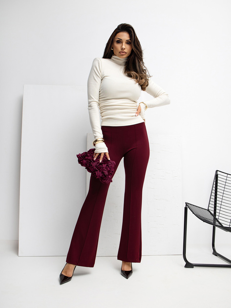 Bordowe spodnie basic z wysokim stanem RUE PARIS