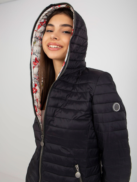 Hurt Czarna kurtka pikowana z kapturem