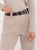 Beżowe  eleganckie spodnie w jodełkę RUE PARIS 