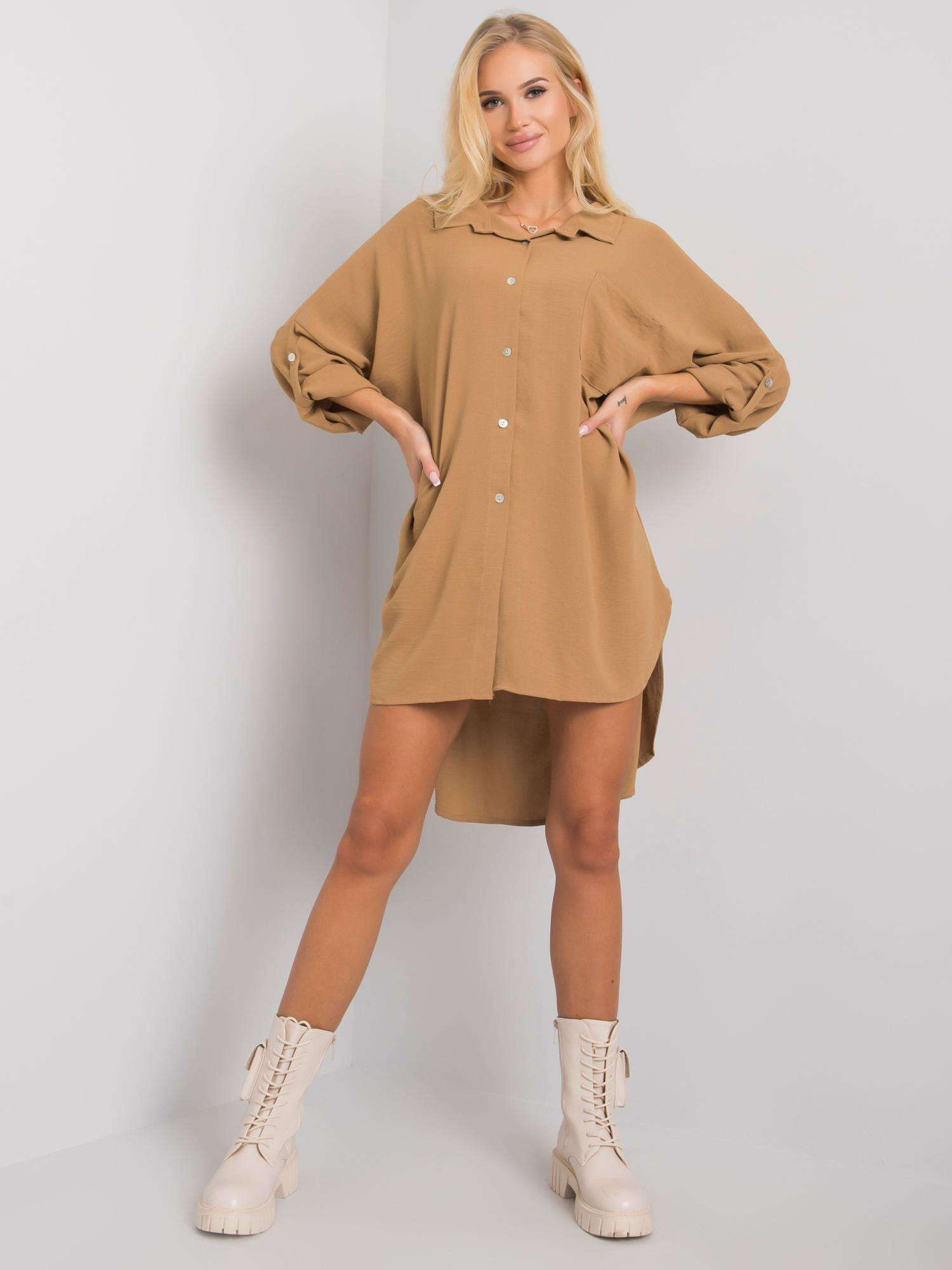 Ciemnobeżowa sukienka oversize Elaria