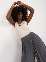 Hurt Jasnobeżowy dopasowany top w prążek