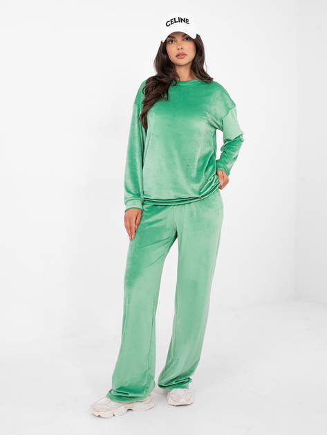 Jasnozielony damski komplet z weluru