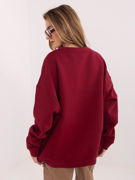 Bordowa dresowa bluza oversize z haftem RUE PARIS