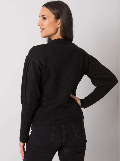 Czarny sweter z ozdobnymi rękawami Salamanca RUE PARIS