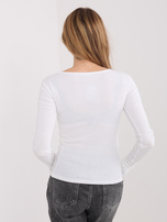 Ecru bluzka basic z okrągłym dekoltem 