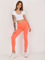 Hurt Fluo pomarańczowe prążkowane legginsy basic high waist