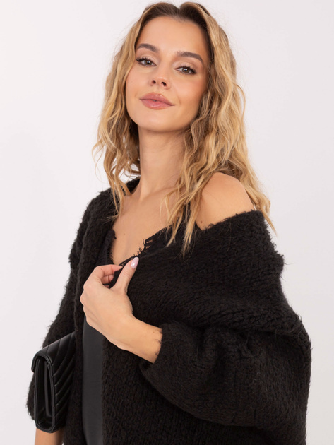 Czarny damski kardigan o kroju oversize