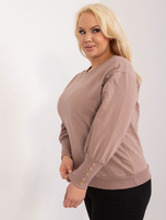 Hurt Ciemnobeżowa bluza plus size z bufiastym rękawem