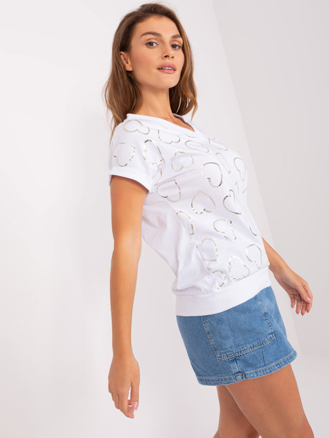 Hurt Biała bluzka z nadrukiem w serduszka RUE PARIS