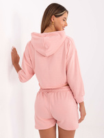 Brudnoróżowy komplet z bluzą z kapturem Emola