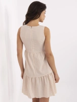 Beżowa letnia sukienka w paski Tebby RUE PARIS