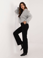 Hurt Szary sweter oversize z falbankami przy rękawach