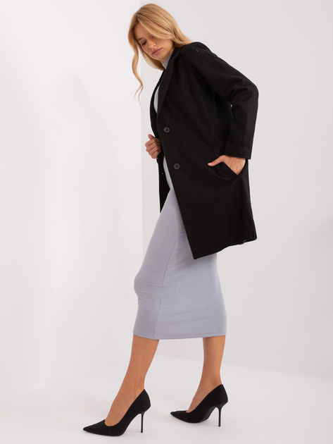 Hurt Czarny płaszcz z guzikami i kieszeniami