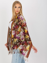 Brązowa damska chusta w kwiaty