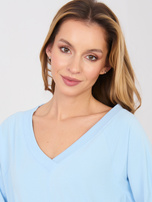 Pastelowa niebieska dresowa sukienka z kieszeniami BASIC FEEL GOOD