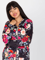 Großhandel Schwarze Veloursjacke mit Druck RUE PARIS.