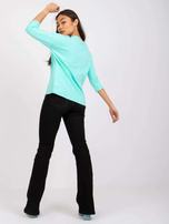 Turkusowa bluzka basic z rękawem 3/4 April