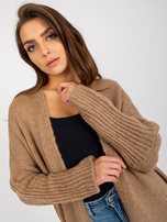 Hurt Ciemnobeżowy dzianinowy kardigan z szerokim rękawem OCH BELLA 