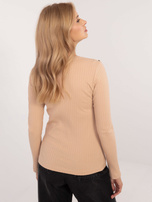 Hurt Camelowa prążkowana bluzka longsleeve z bawełny