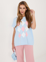 Jasnoniebieska casualowa bluzka z krótkim rękawem