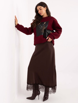 Bordowa damska bluza oversize z ociepleniem