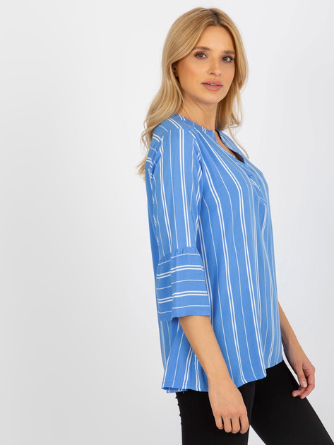 Hurt Niebieska bluzka w paski z wiskozy SUBLEVEL