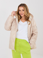 Beżowa pikowana kurtka z suwakiem