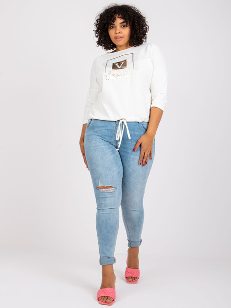 Ecru bluzka plus size z printem Roxanne