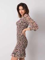 Jasnobeżowa sukienka w kwiaty Alaina RUE PARIS