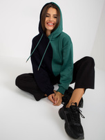 Hurt Czarno-zielona bluza damska basic z kapturem RUE PARIS 