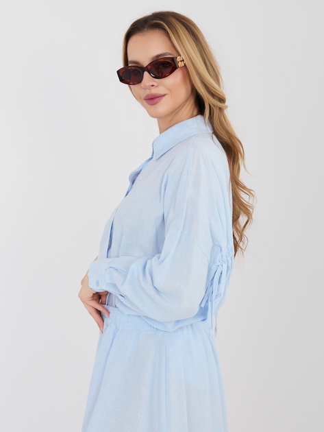 Pastelowa niebieska letnia koszula z domieszką lnu
