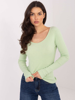 Jasnozielona damska bluzka basic w prążek 