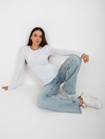 Hurtownia Biała bluzka basic longsleeve z bawełny