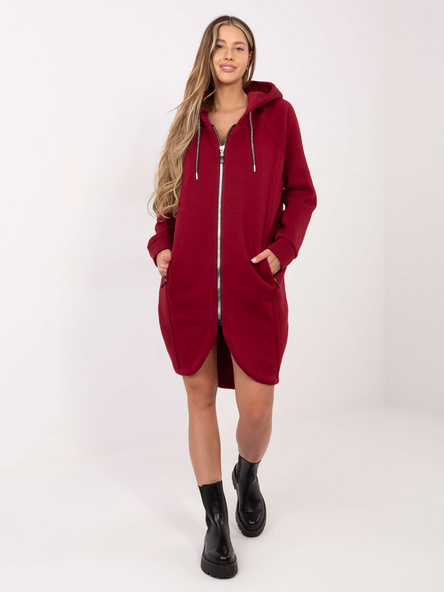 Bordová rozepínací mikina oversized.