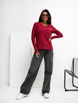 Bordowa bawełniana bluzka z kokardką RUE PARIS  