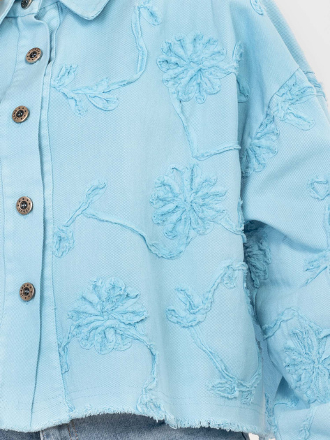 Jasnoniebieska jeansowa kurtka z długim rękawem RUE PARIS