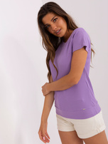 Hurt Fioletowa bluzka basic z krótkim rękawem 