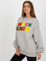 Hurt Szara damska bluza bez kaptura o kroju oversize