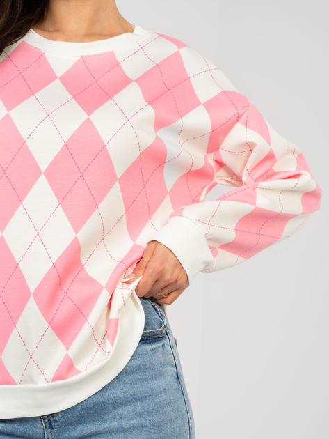 Różowa bluza oversize w geometryczne wzory