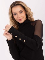 Czarna elegancka bluzka z golfem RUE PARIS 