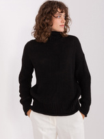 Hurtownia Czarny sweter z golfem o kroju oversize