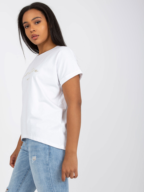 Hurtownia Biały t-shirt plus size z okrągłym dekoltem