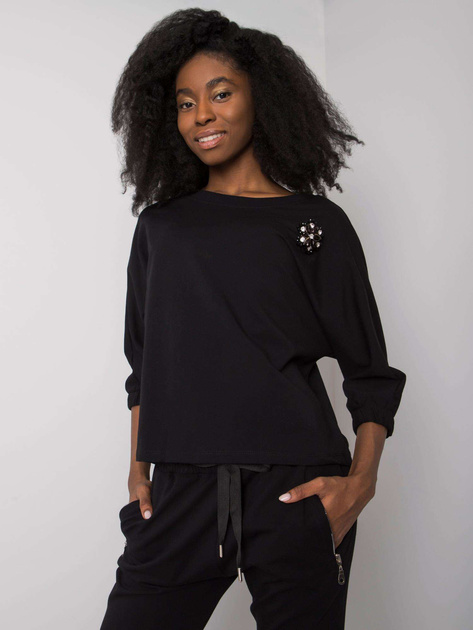 Czarny komplet bawełniany z aplikacją Jane RUE PARIS