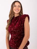 Bordowa elegancka bluzka na sylwestra  