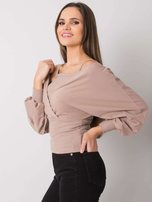 Ciemnobeżowa damska bluzka z bawełny Chavri RUE PARIS