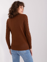 Hurtownia Brązowy sweter klasyczny z długim rękawem