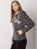 Ciemnoszara melanżowa rozpinana bluza z kapturem Diane